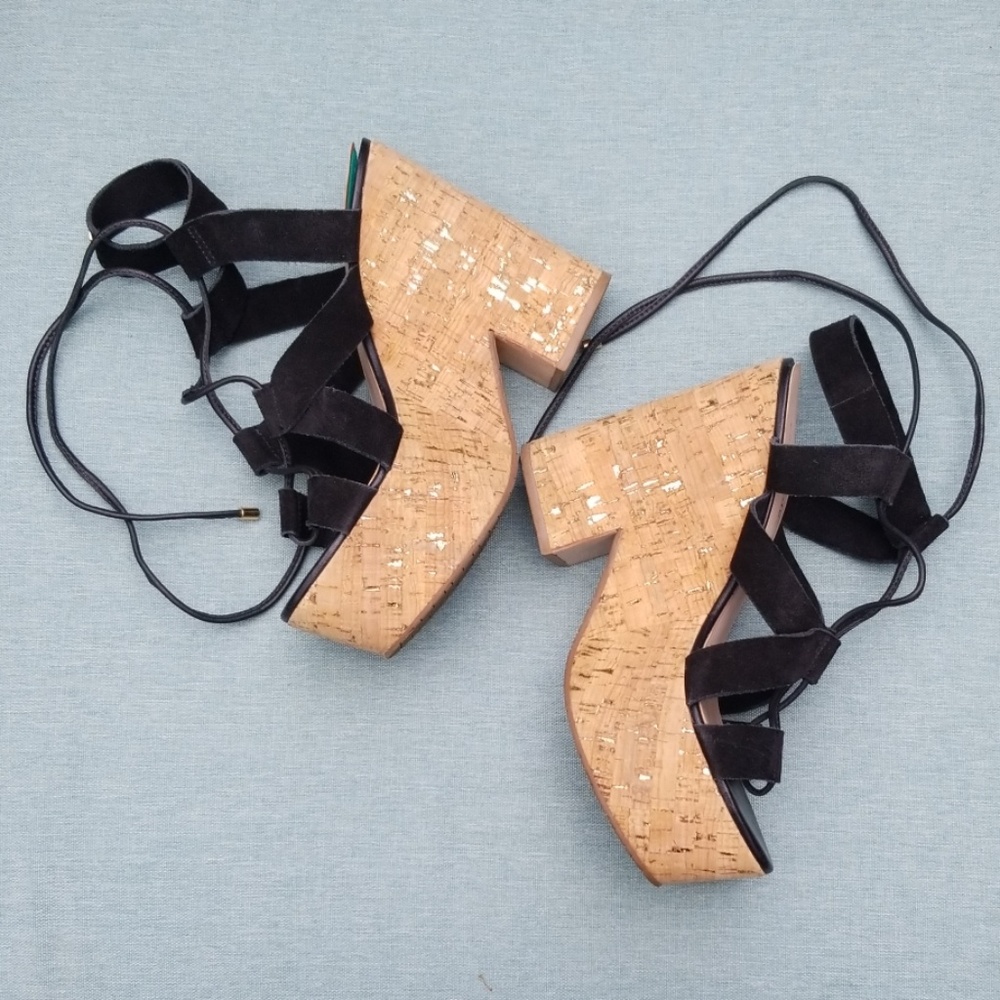 Rare! Kate Spade Leather Strap Cork Sandals 7.5/ 8